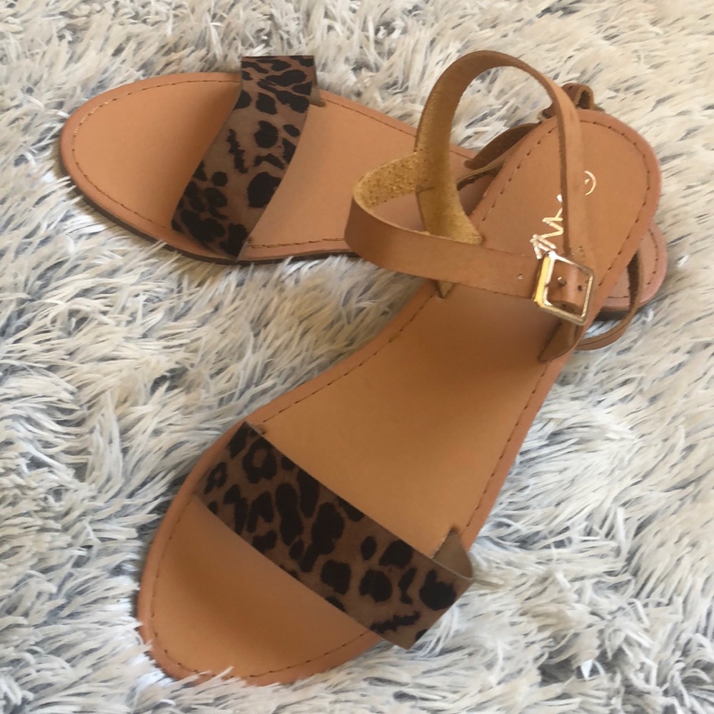 Leopard suede sandals NWOT